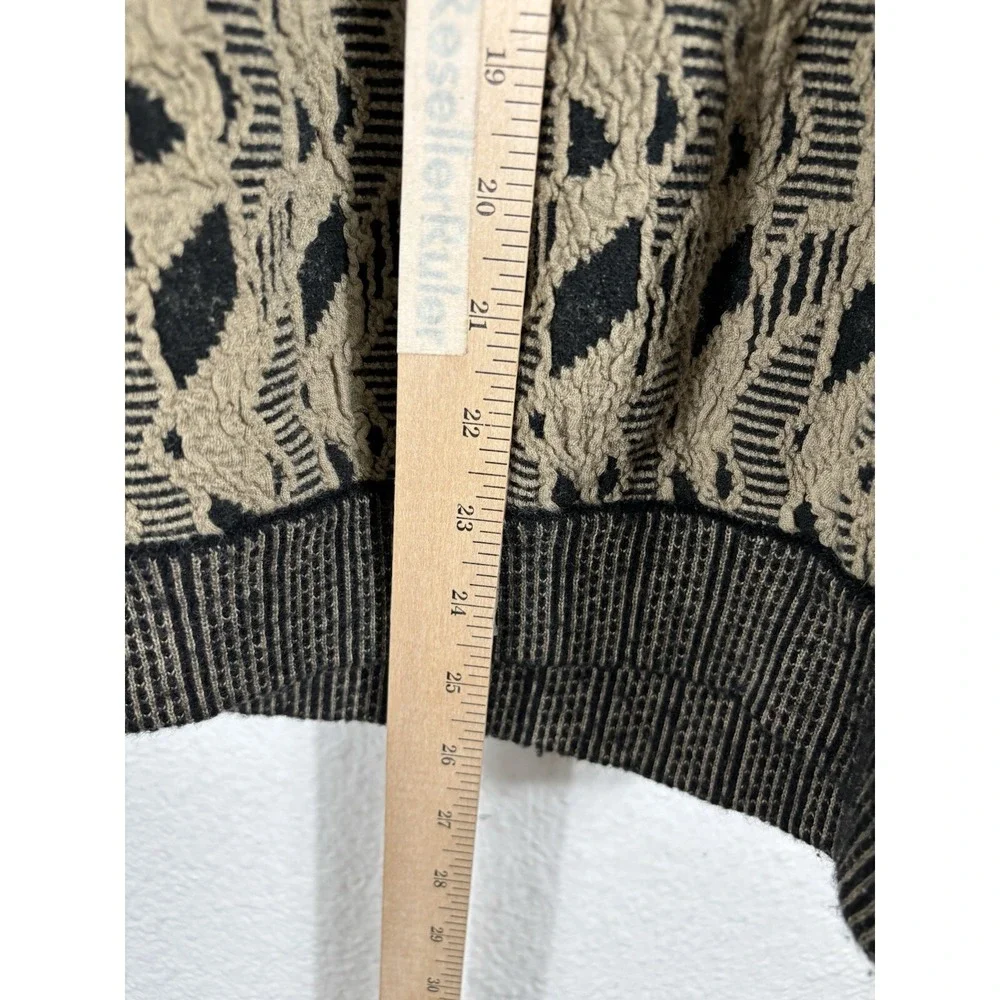 Jhane Barnes Sweater Mens Medium Wool Blend Beige Woven‎ 3D Knit Grandpa